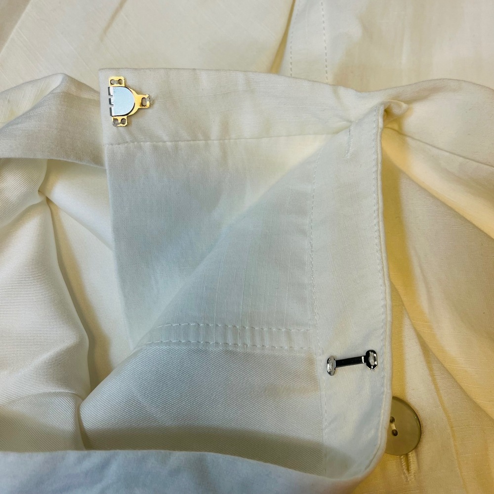 Vince Cream Cotton Linen Blend Button Front Midi A-Line Skirt with Pockets 14 - Picture 5 of 6
